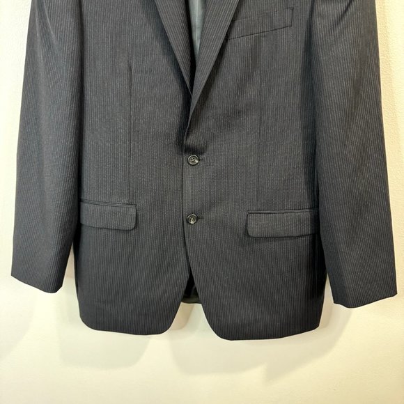 Chaps by Ralph Lauren Wool Blend Blazer Jacket Size 42L Black Blue Pinstripe - Picture 3 of 11